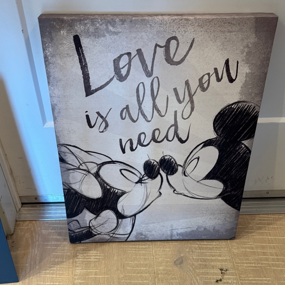 Disney Gray 'Love Is All You Need' Mickey & Minnie Canvas Art